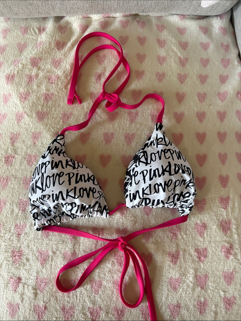 Pink Victoria’s Secret triangle swim top